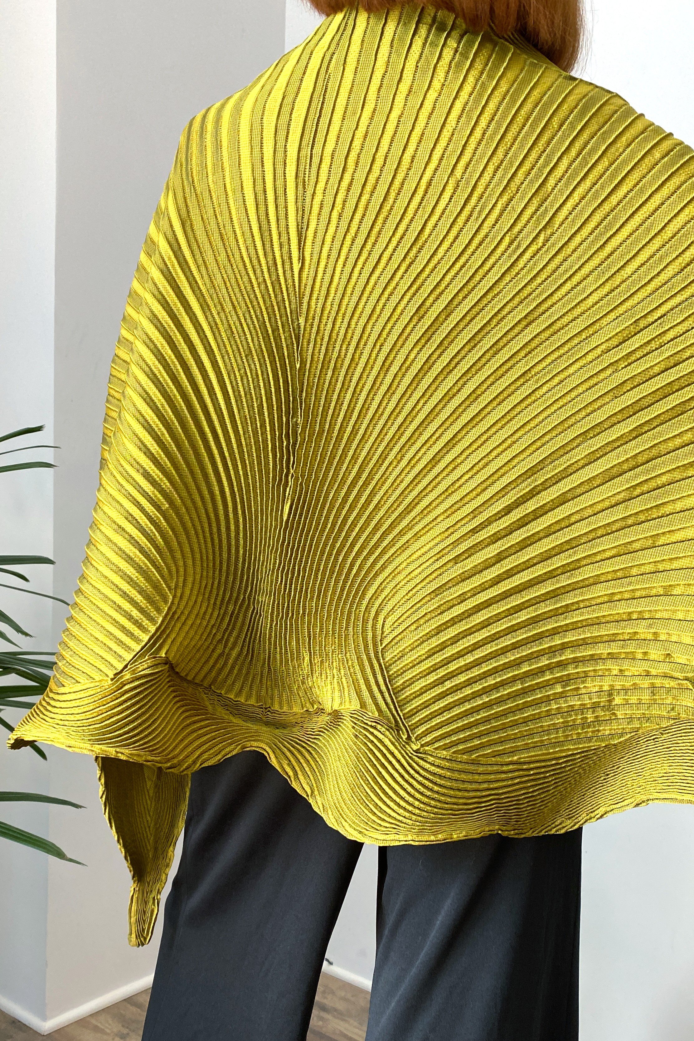 1990s Issey Miyake Chartreuse Silk Wrap — La Poubelle Vintage